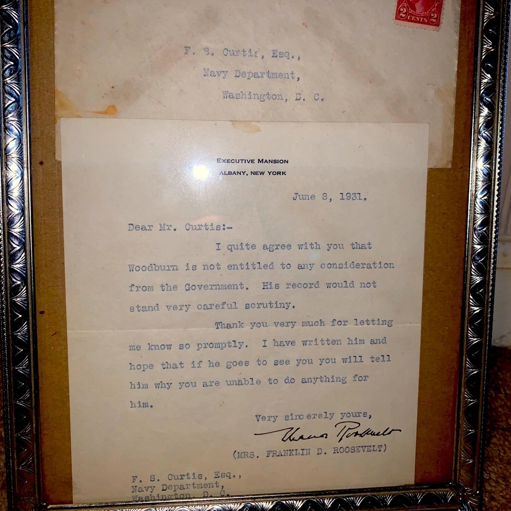 ✨🇺🇸AUTHENTIC LETTER SIGNED ELENOR ROOSEVELT🇺🇸✨